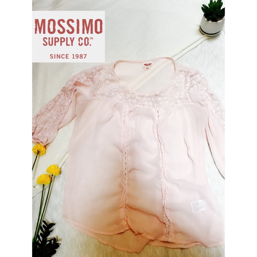 Sheer & Lace Pink Blouse Longsleeves